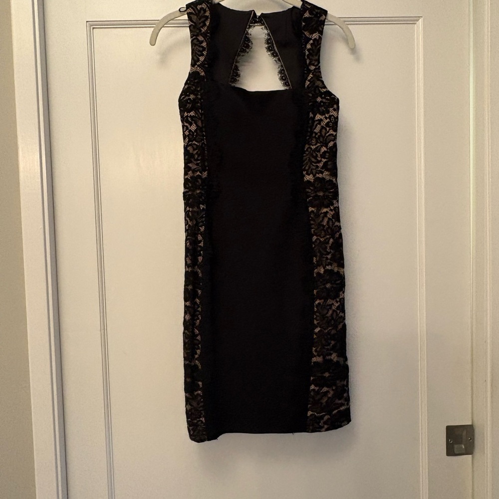 Aidan Mattox Black and Cream Lace Dress